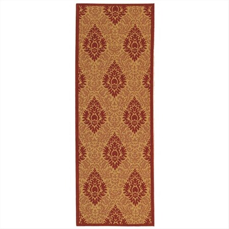 Safavieh 2 Ft. - 4 In. X 6 Ft. - 7 In. Runner- Indoor - Outdoor Courtyard Beige And Red Machine Made Rug CY2714-3701-27